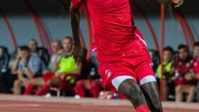 Alfred Mensah scores for club Partizani Tirana