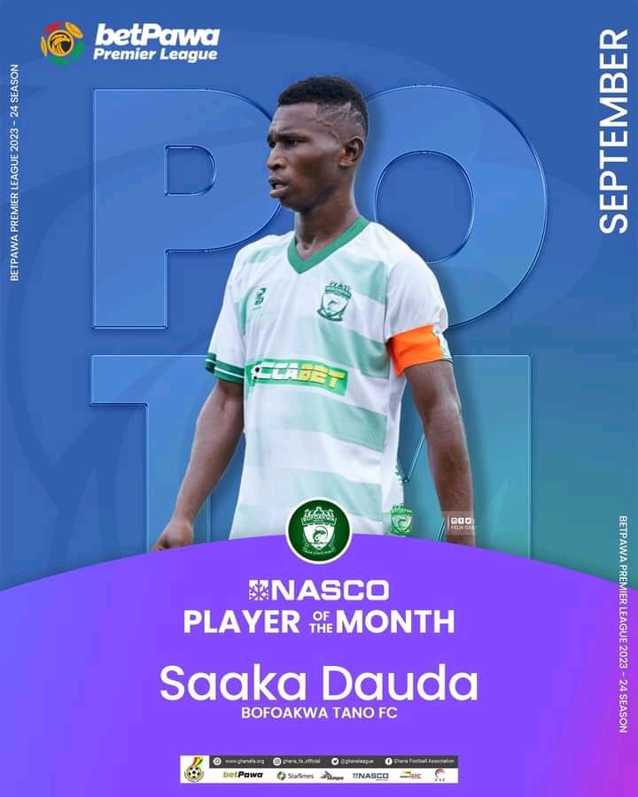 Saaka Dauda wins NASCO Player of the Month for September